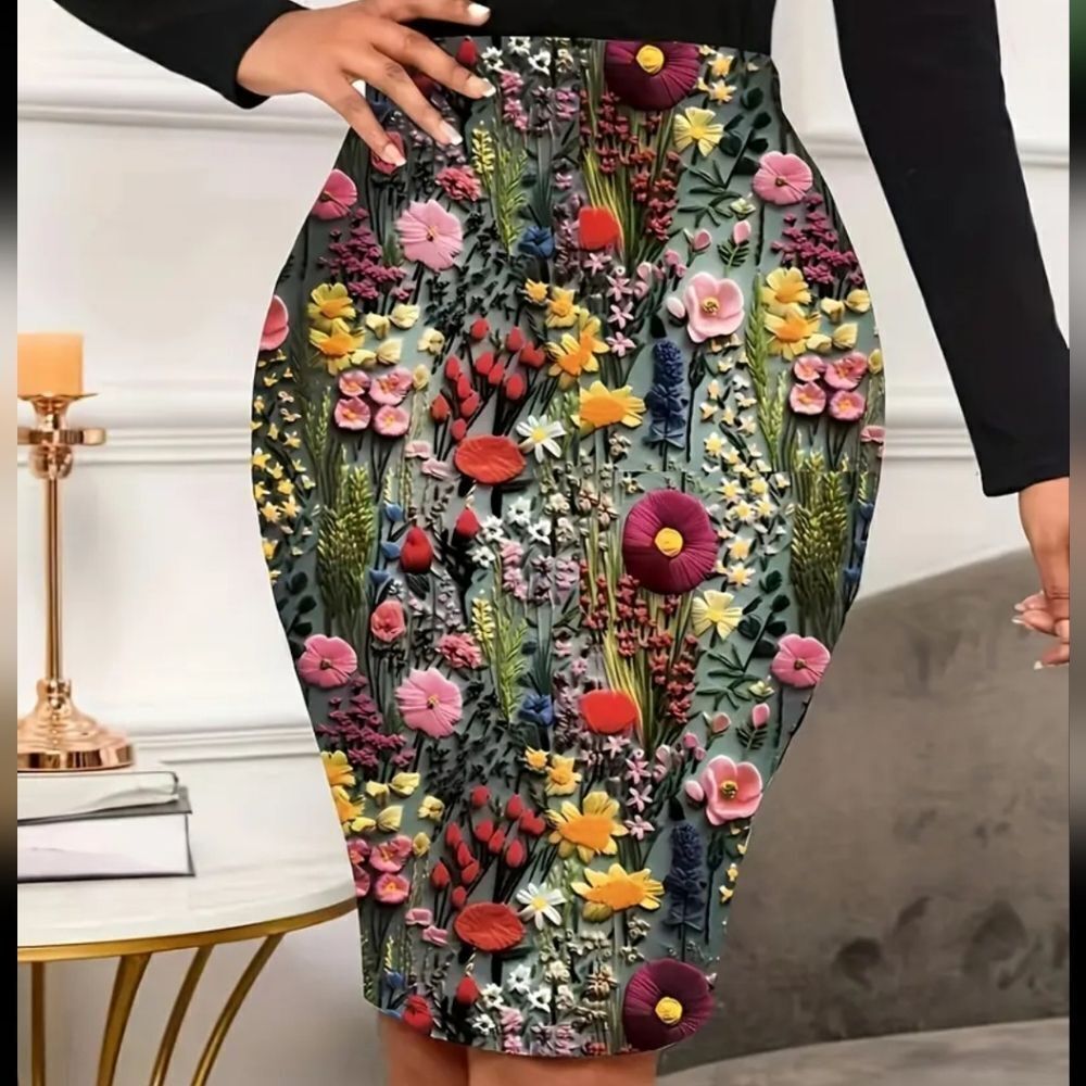 Ladies Beautiful Floral High Waist Skirt sz Medium
